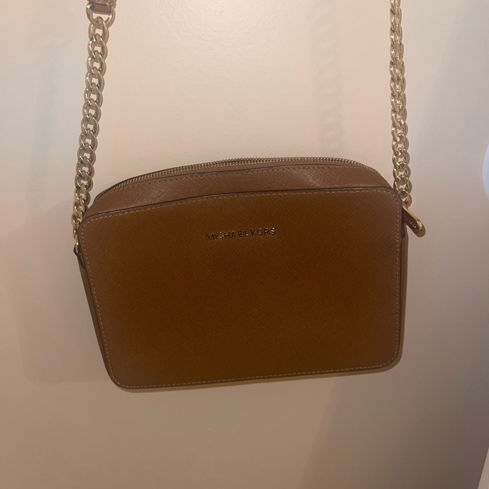 Michael Kors Tan Crossbody Bag with Gold Chain